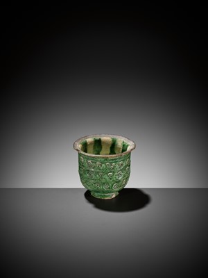 Lot 53 - A RARE GREEN-GLAZED BELL-SHAPED CUP, TANG DYNASTY