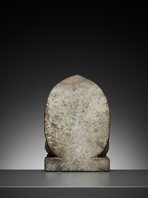 Lot 374 - A LIMESTONE BUDDHIST TRIAD STELE OF GUANYIN, NORTHERN WEI TO TANG DYNASTY