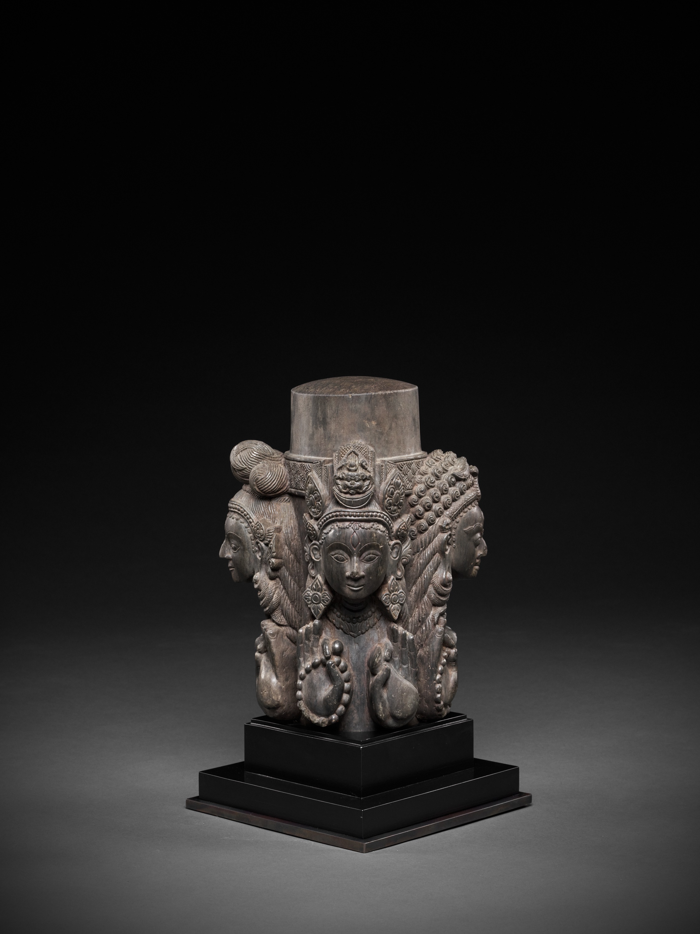 Lot 406 - A CARVED STONE LINGA, NEPAL, 16TH-17TH