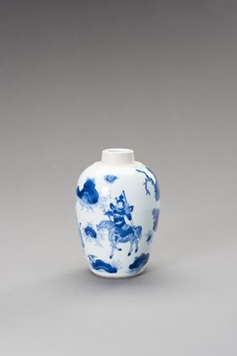 Lot 843 - A KANGXI REVIVAL BLUE AND WHITE GINGER JAR, LATE QING DYNASTY