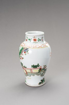 Lot 663 - A FAMILLE VERTE ‘QILIN’ BALUSTER VASE, LATE QING TO REPUBLIC