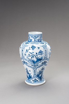 Lot 567 - A BLUE AND WHITE MEI PING, QING DYNASTY