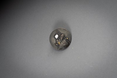 Lot 515 - A SET OF NINE JAPANESE MIXED METAL KAGAMIBUTA BUTTONS