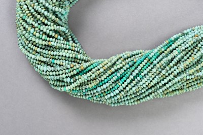 Lot 1366 - AN ANCIENT BACTRIAN TURQUOISE BEAD NECKLACE