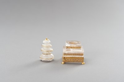 Lot 177 - A ROCK CRYSTAL STUPA WITH GOLD APPLICATIONS