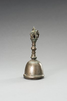 Lot 1250 - A BRONZE TEMPLE BELL WITH AN ELEPHANT