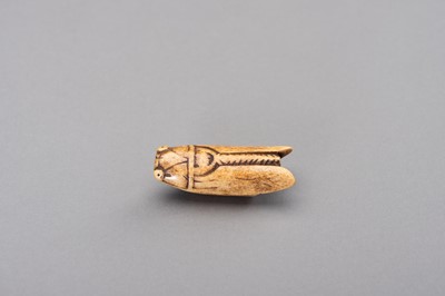 Lot 490 - A STAG ANTLER NETSUKE OF A CICADA
