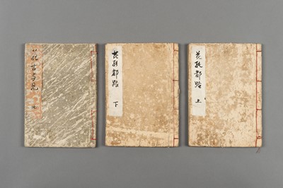 Lot 1087 - A SET OF THREE SHUNGA WOOD BLOCK PRINT ALBUMS, 19th CENTURY