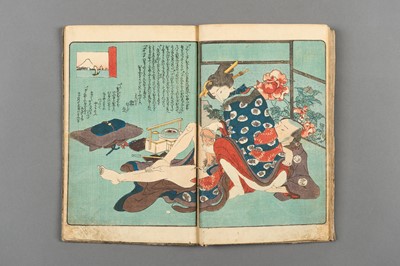 Lot 1087 - A SET OF THREE SHUNGA WOOD BLOCK PRINT ALBUMS, 19th CENTURY