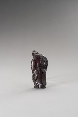 Lot 510 - A WOOD NETSUKE OF SHOKI AND ONI