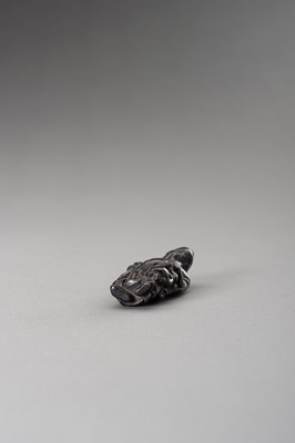 Lot 510 - A WOOD NETSUKE OF SHOKI AND ONI