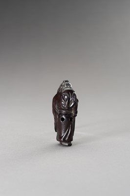 Lot 510 - A WOOD NETSUKE OF SHOKI AND ONI