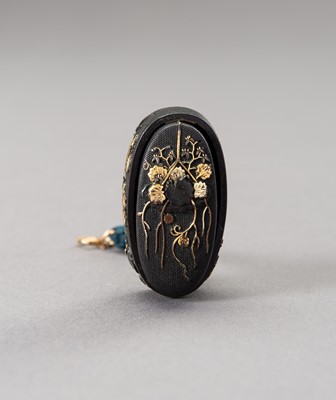 Lot 1349 - A FINE FUCHI AND KASHIRA WITH BELL FLOWERS
