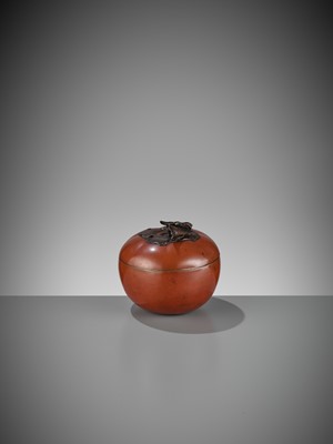 Lot 27 - A BRONZE PERSIMMON-FORM INCENSE BOX AND COVER