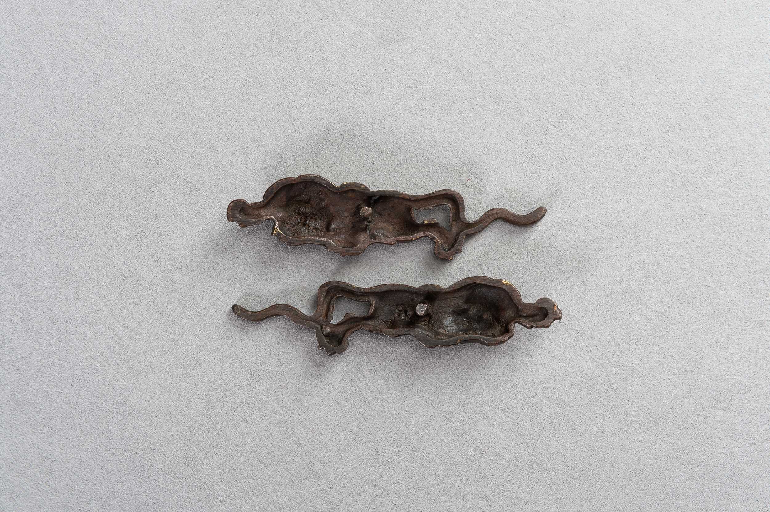 Lot 655 A LARGE PAIR OF SHAKUDO MENUKI DEPICTING