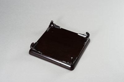 Lot 389 - A FINE BROWN LACQUER TRAY WITH LEAFY SPRAYS