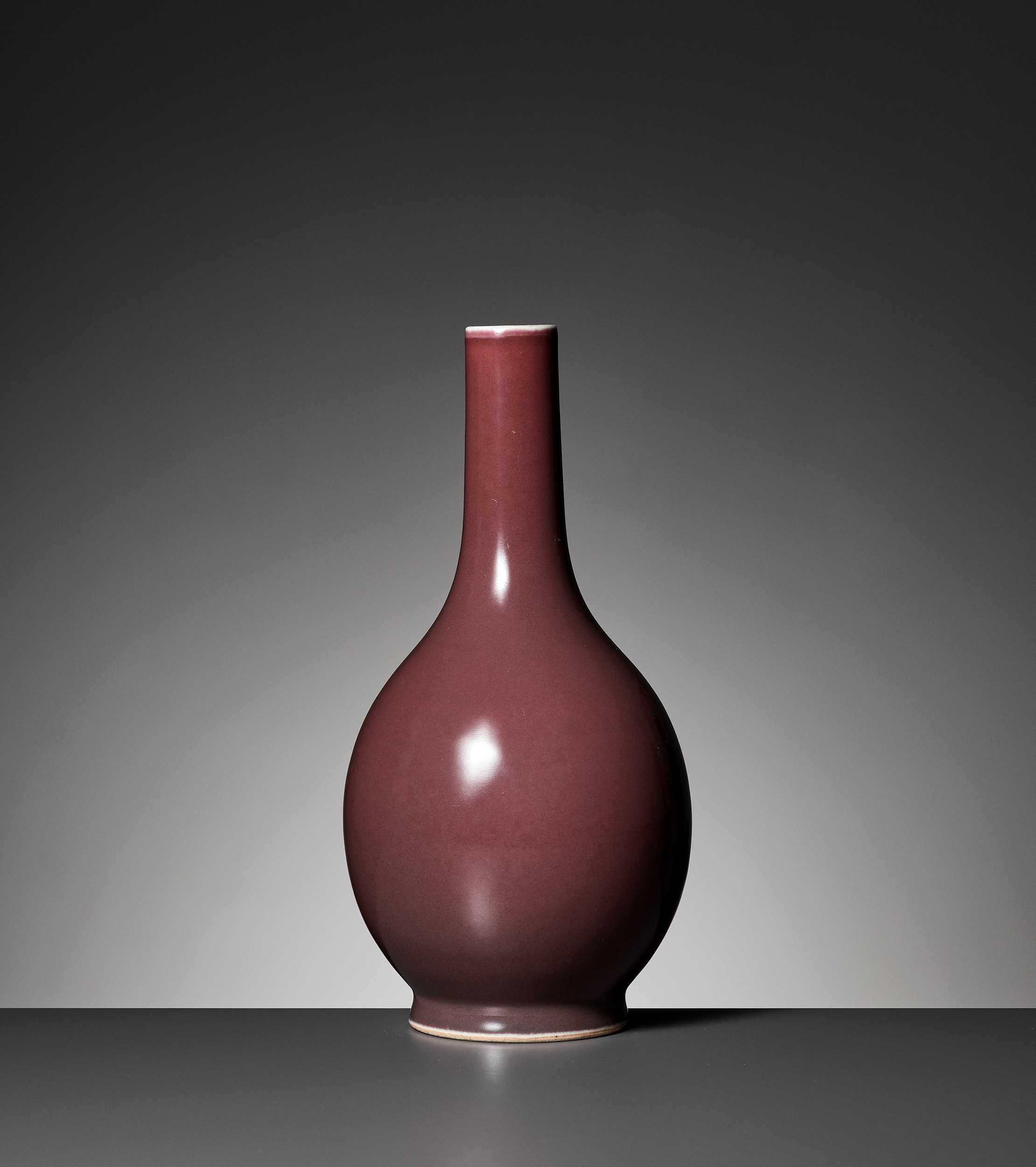 Lot 91 - A COPPER-RED GLAZED VASE, DAN PING, 18TH CENTURY