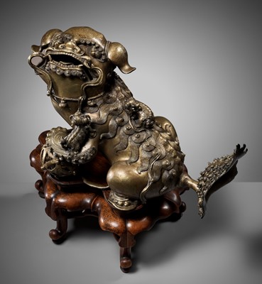 Lot 149 - A MASSIVE AND VERY LARGE ‘BUDDHIST LION’ BRONZE CENSER, 17TH-18TH CENTURY