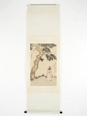 Lot 210 - ‘SCHOLAR UNDER PINE TREE’, BY ZHANG DAQIAN (1899-1983) AND PU RU (1896-1963), DATED 1946