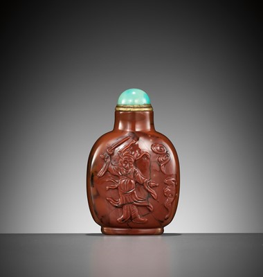 Lot 68 - A RARE CAMEO JASPER SNUFF BOTTLE, OFFICIAL SCHOOL, QING DYNASTY