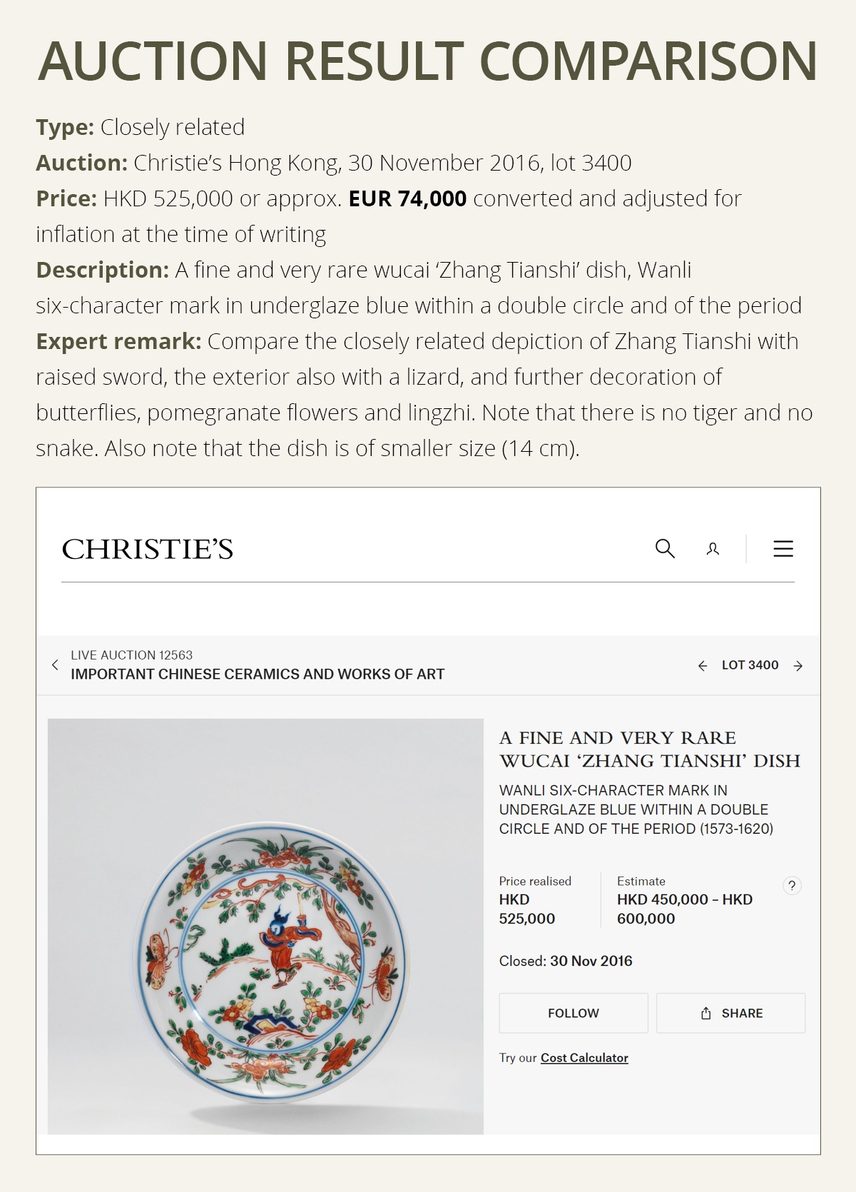 Lot 74 - A RARE WUCAI ‘ZHANG TIANSHI AND THE FIVE