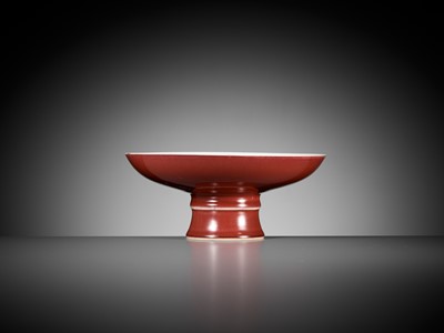 Lot 78 - A COPPER-RED GLAZED TAZZA, YONGZHENG MARK AND PERIOD