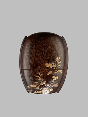 Lot 178 - A LACQUERED WOOD TWO-CASE INRO WITH CHRYSANTHEMUMS