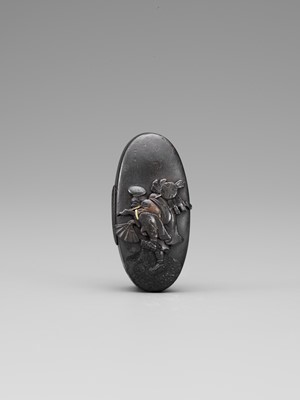 Lot 644 - A FUCHI AND KASHIRA WITH ONO NO TOFU AND FROG