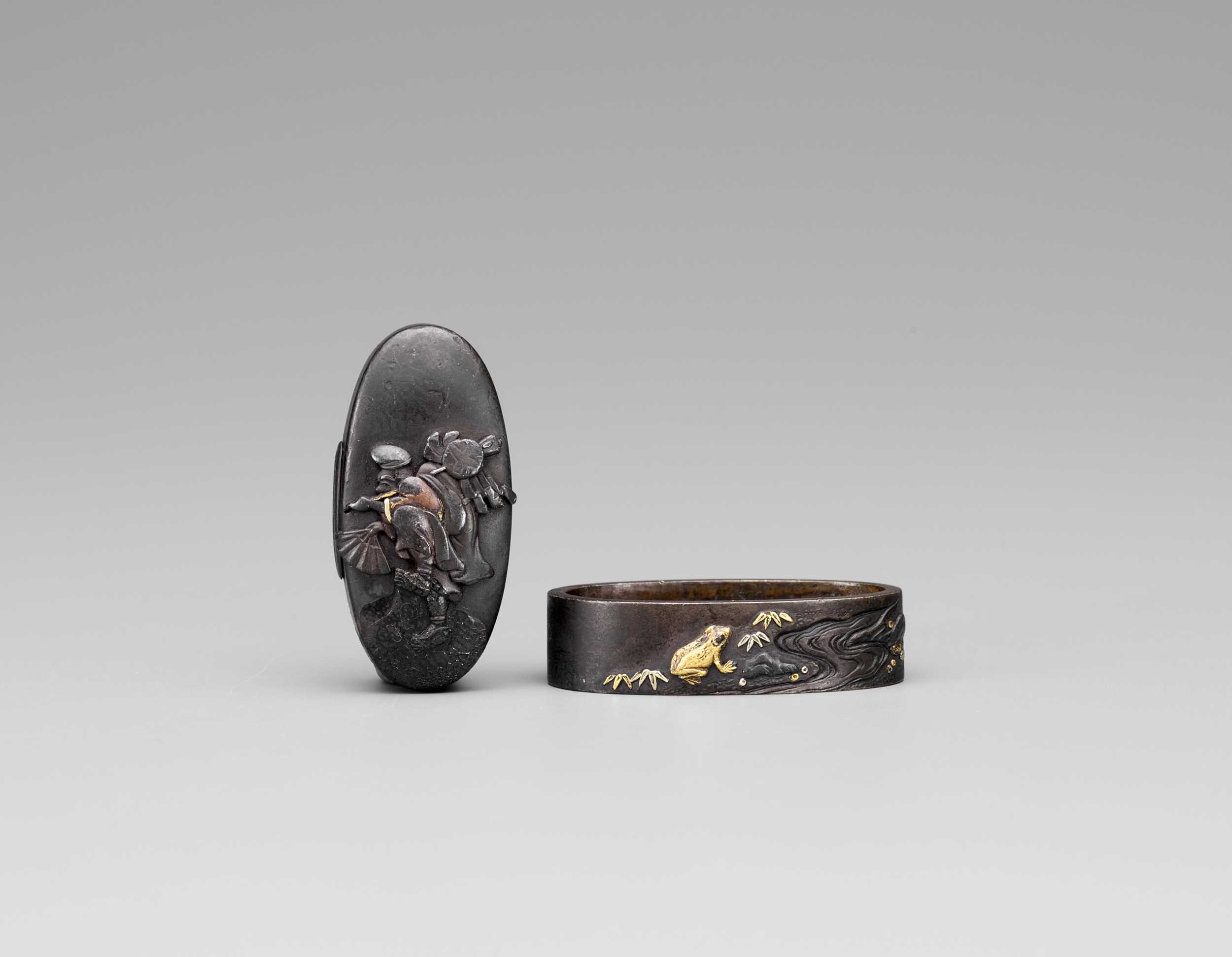 Lot 644 - A FUCHI AND KASHIRA WITH ONO NO TOFU AND FROG
