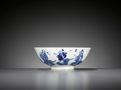 Lot 85 - A BLUE AND WHITE ‘EIGHT IMMORTALS’ BOWL, 18TH CENTURY