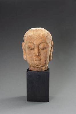 A WOOD HEAD OF A LUOHAN, QING
