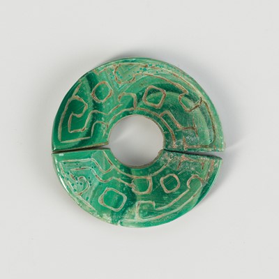 A SMALL JADE IMITATION TWO-SECTION DISC, WESTERN ZHOU STYLE