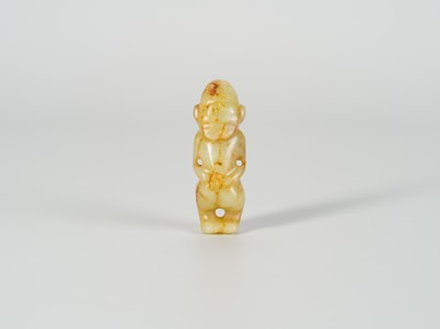 Lot 755 - A JADE 'HUMANOID FIGURE' PENDANT, NEOLITHIC