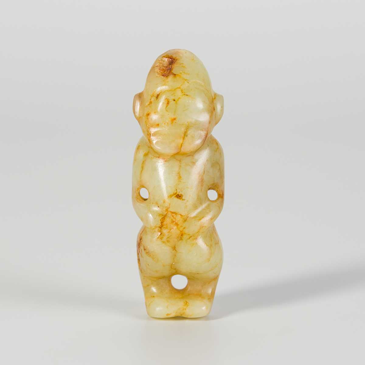 Lot 755 - A JADE 'HUMANOID FIGURE' PENDANT, NEOLITHIC