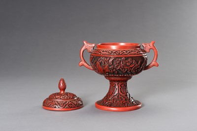 Lot 333 - A CINNABAR LACQUER CUP AND COVER, REPUBLIC PERIOD
