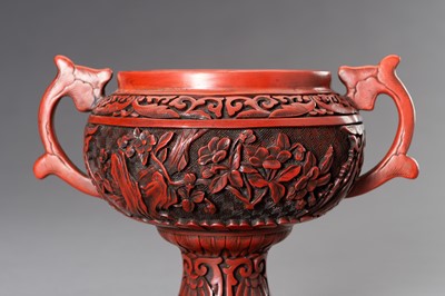 Lot 333 - A CINNABAR LACQUER CUP AND COVER, REPUBLIC PERIOD