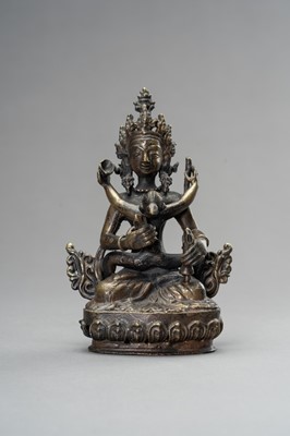 Lot 151 - A BRONZE GROUP OF VAJRASATTVA IN UNION WITH VAJRAMAMANI, 1900s
