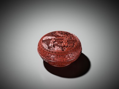 A CINNABAR LACQUER BOX AND COVER, 19TH CENTURY