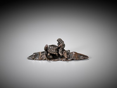Lot 15 - A BRONZE ‘IMMORTAL AND BLACK TORTOISE’ WEIGHT, MING DYNASTY