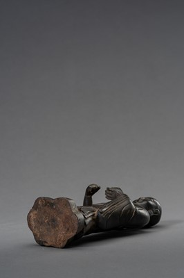 Lot 105 - A BRONZE FIGURE OF A STANDING MONK, 19th CENTURY