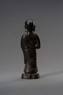 Lot 105 - A BRONZE FIGURE OF A STANDING MONK, 19th CENTURY