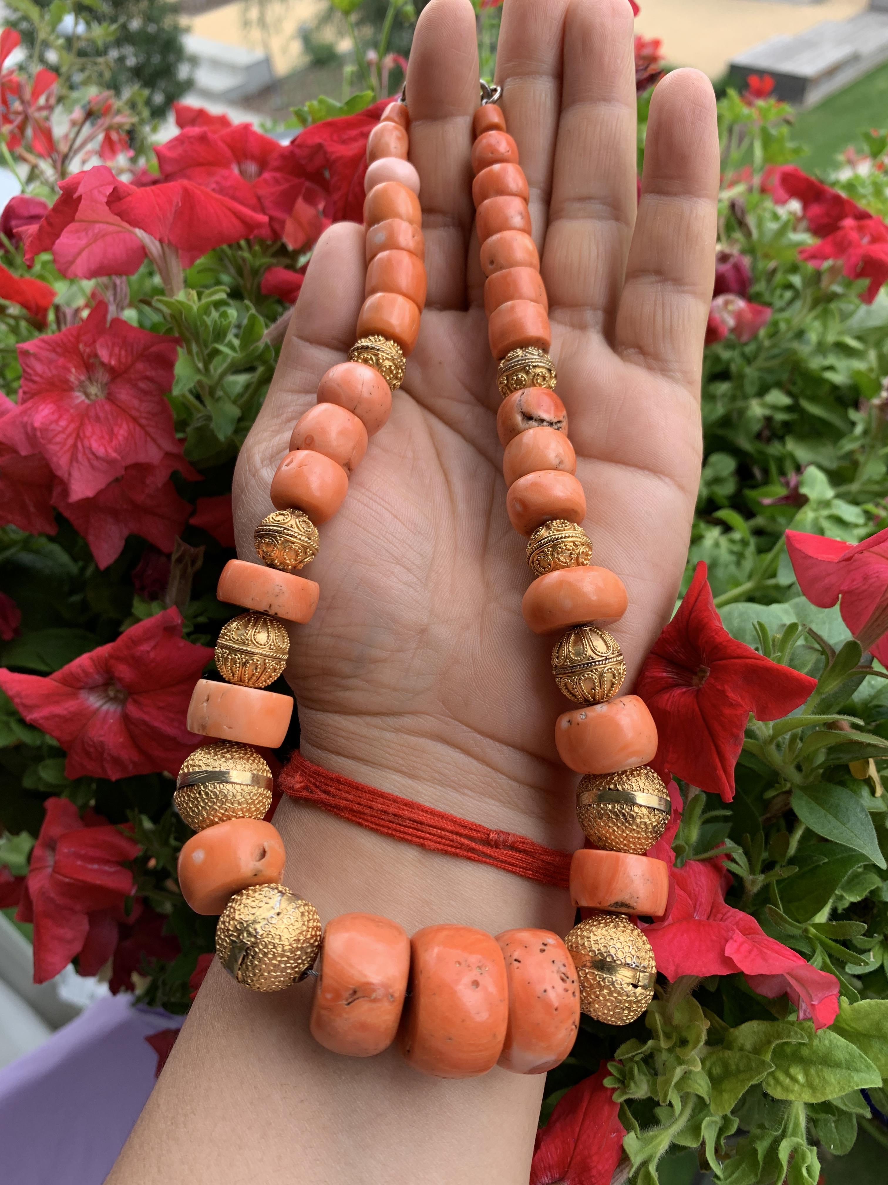 祝開店！大放出セール開催中 Lot 296 NECKLACE SILVER GILT AND CORAL MOMO A - アクセサリー