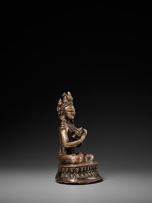 Lot 150 - A GILT COPPER-ALLOY FIGURE OF VAJRADHARA, 15th-16TH CENTURY OR EARLIER