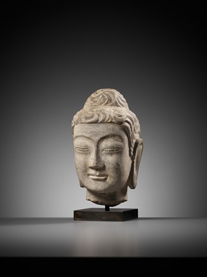 Lot 153 - AN EXCEPTIONAL LIMESTONE HEAD OF BUDDHA, NORTHERN QI DYNASTY
