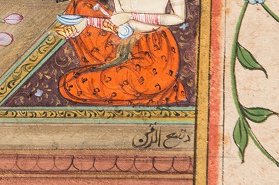 Lot 1291 - A MUGHAL MINIATURE PAINTING WITH COURT SCENE