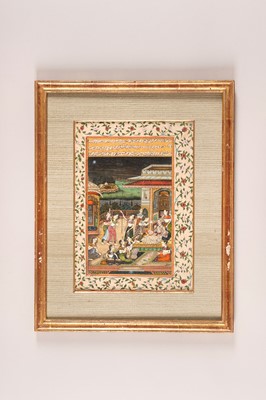 Lot 1291 - A MUGHAL MINIATURE PAINTING WITH COURT SCENE