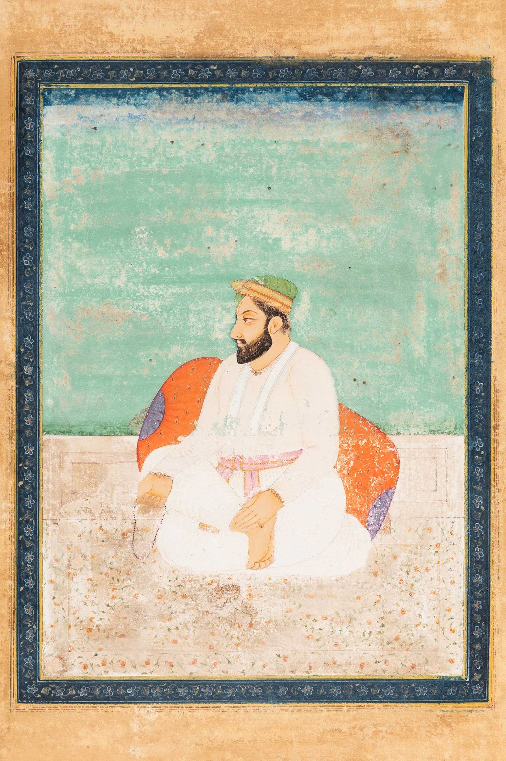 Lot 1315 - A MINIATURE PAINTING OF GURU HARGOBIND