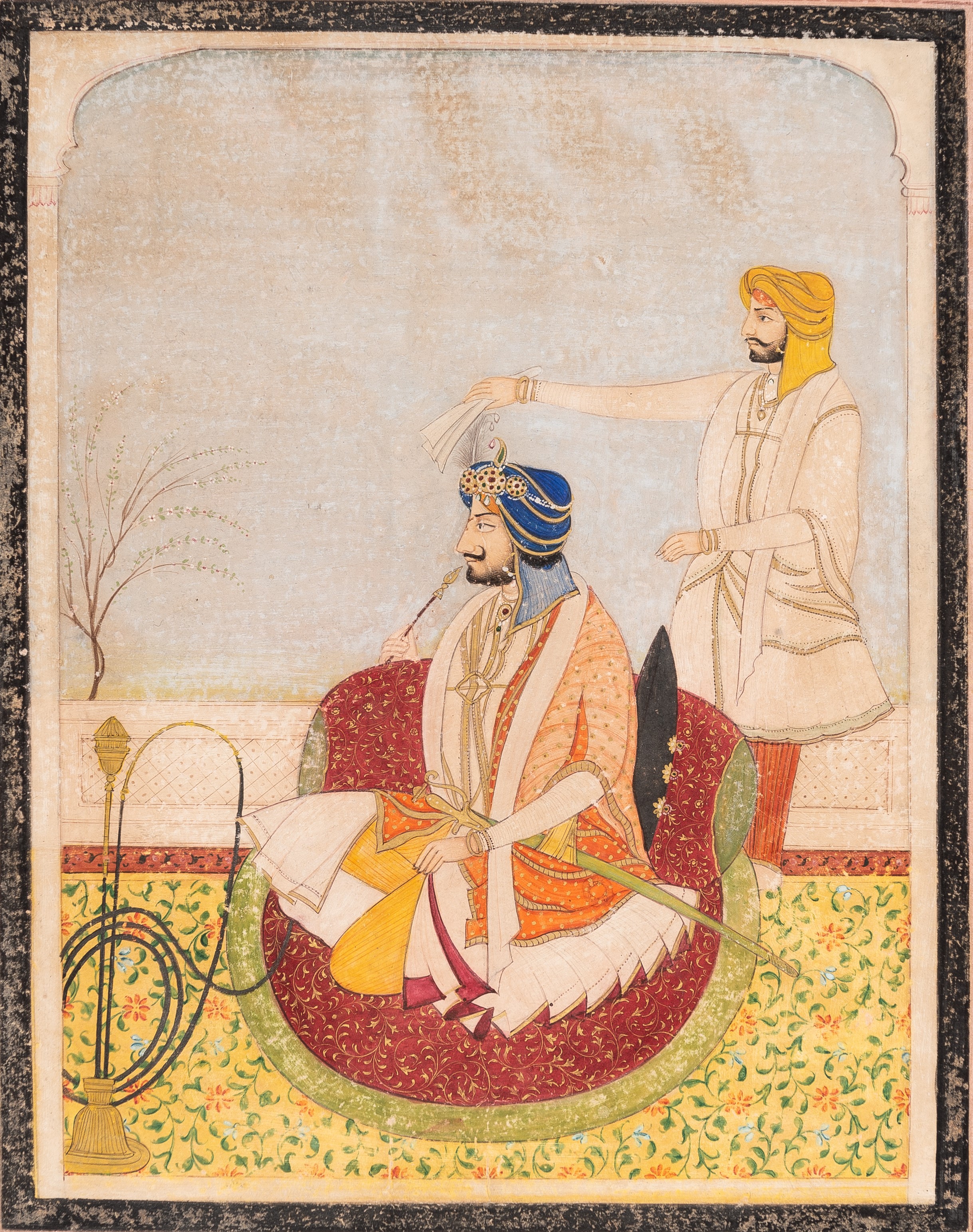 Lot 1323 - AN INDIAN MINIATURE PAINTING OF A RULER