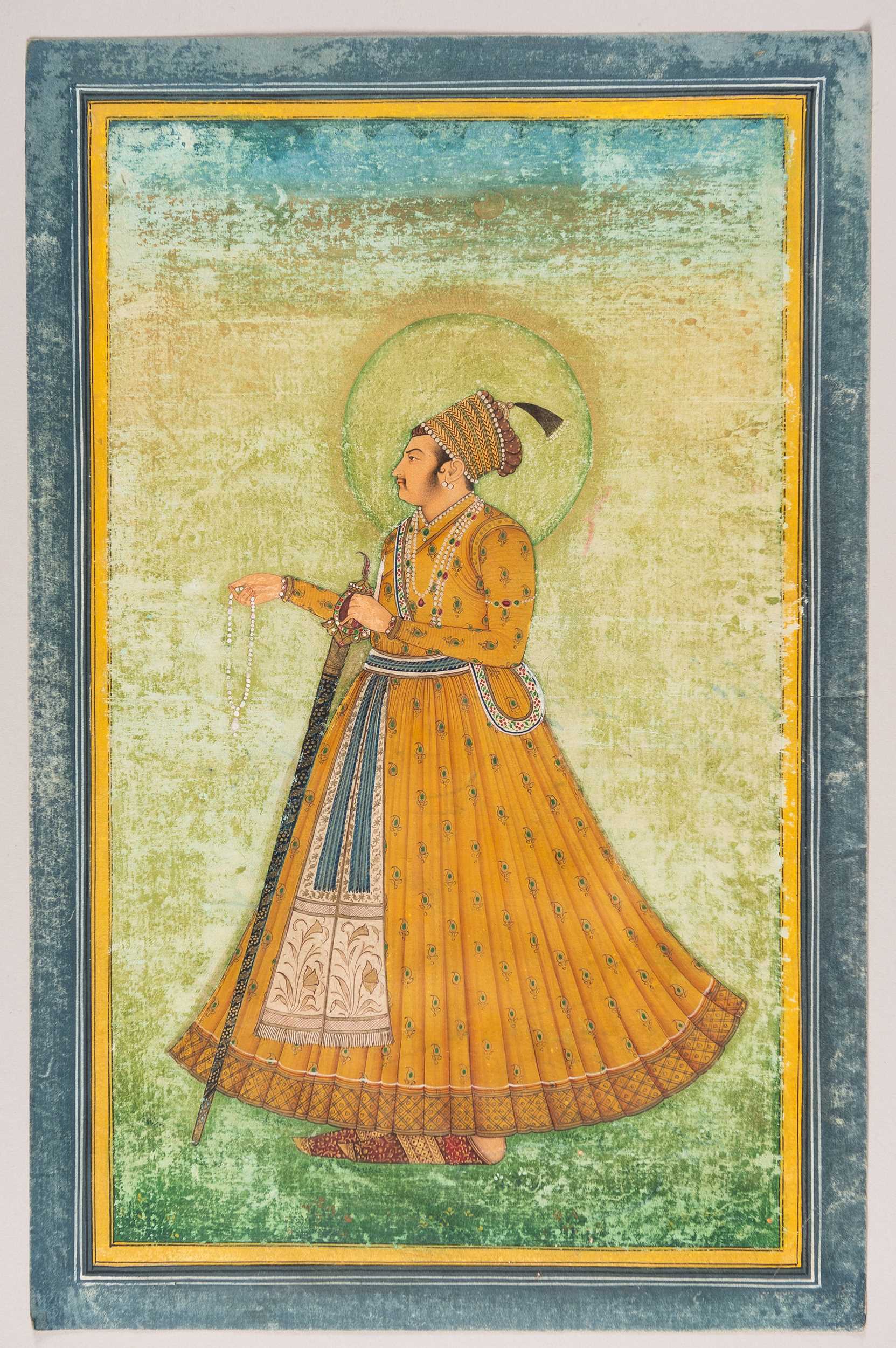 Lot 1318 - AN INDIAN MINIATURE PAINTING OF A MAHARAJA