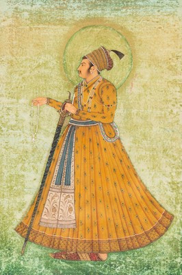 Lot 1318 - AN INDIAN MINIATURE PAINTING OF A MAHARAJA